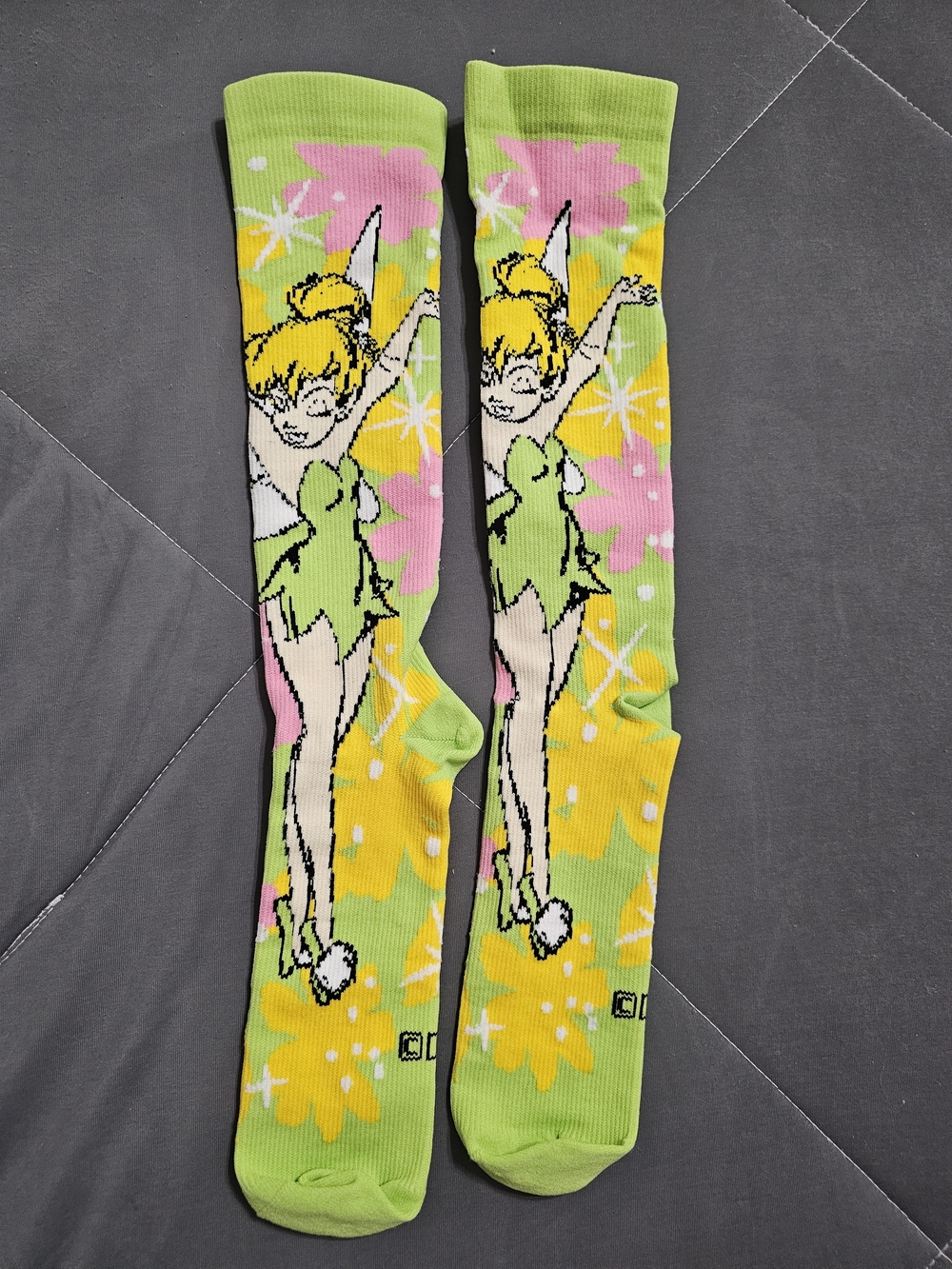 Tinker Bell Kids Crew Socks - Bright Green and Pink